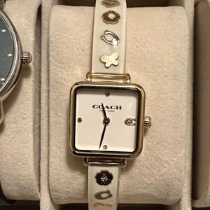 Coach Women's Ivory and Gold Square Watch